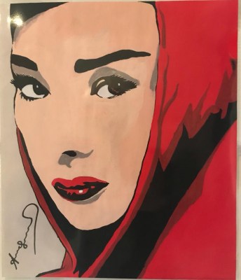Lady in red scarf